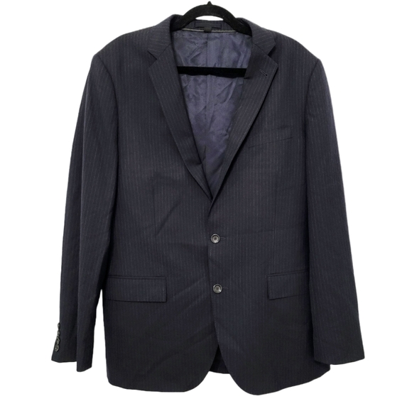 J. Crew Ludlow Slim-Fit Loro Piana Wool Black Pinstripe Men's Suit Jacket Office